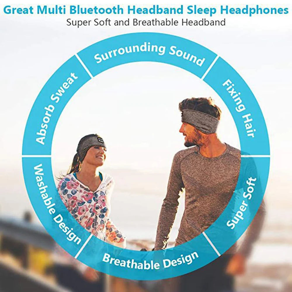 Wireless Bluetooth Sports Headband Earphones with Music Playback and Eye Mask Functionality