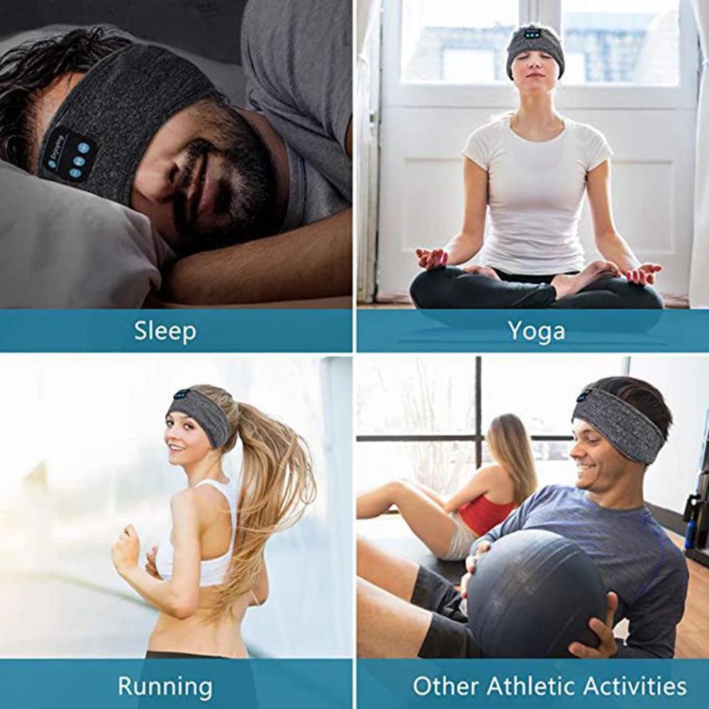 Wireless Bluetooth Sports Headband Earphones with Music Playback and Eye Mask Functionality